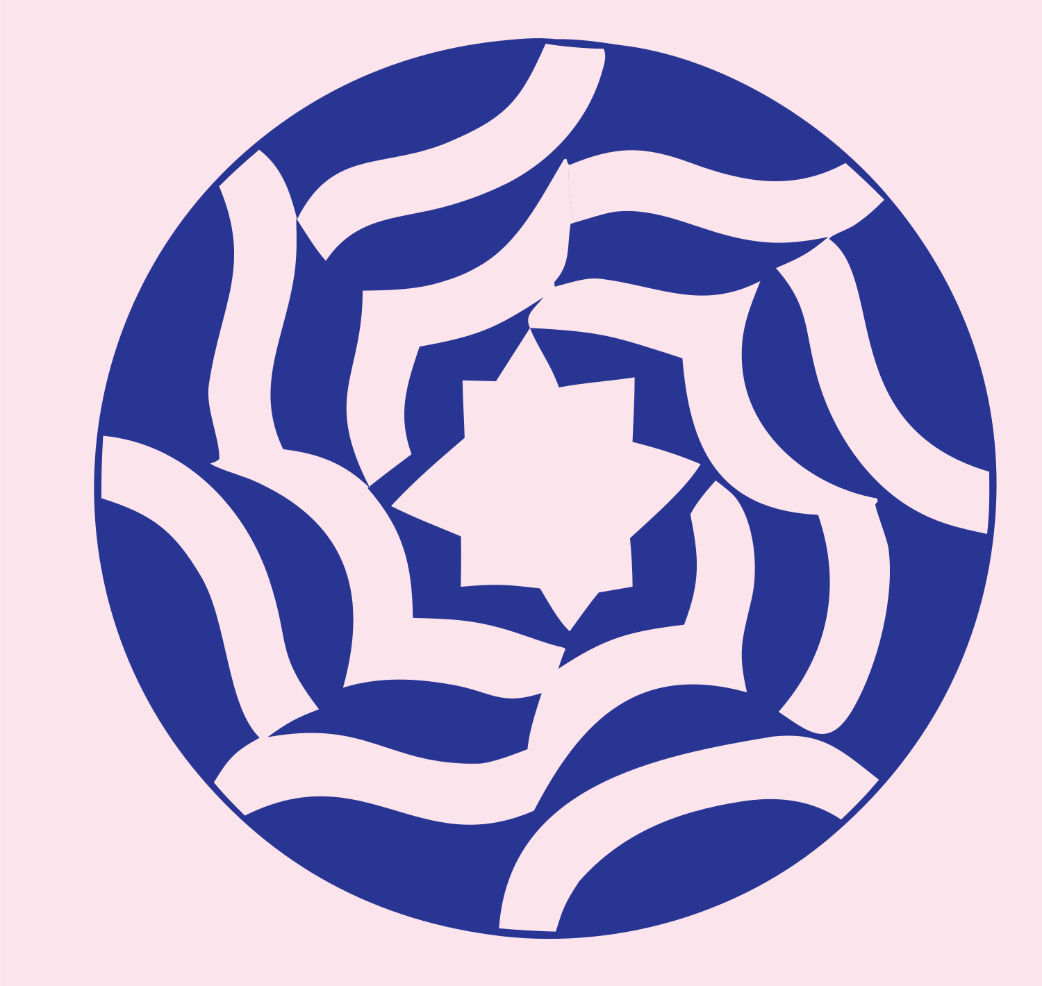 Spiral Star Mandala Badge #fce4ec/#283593