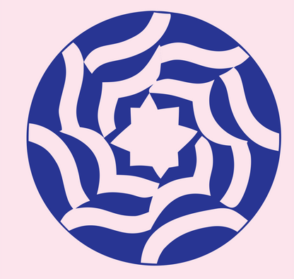 Spiral Star Mandala Badge #fce4ec/#283593