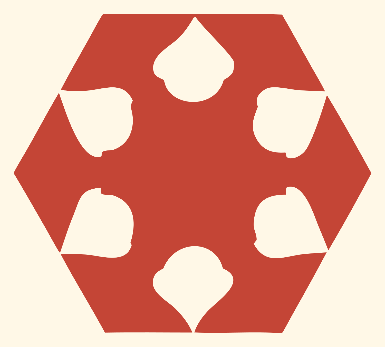 Negative Space Acorn Hexagon Badge #fff8e7/#c44536