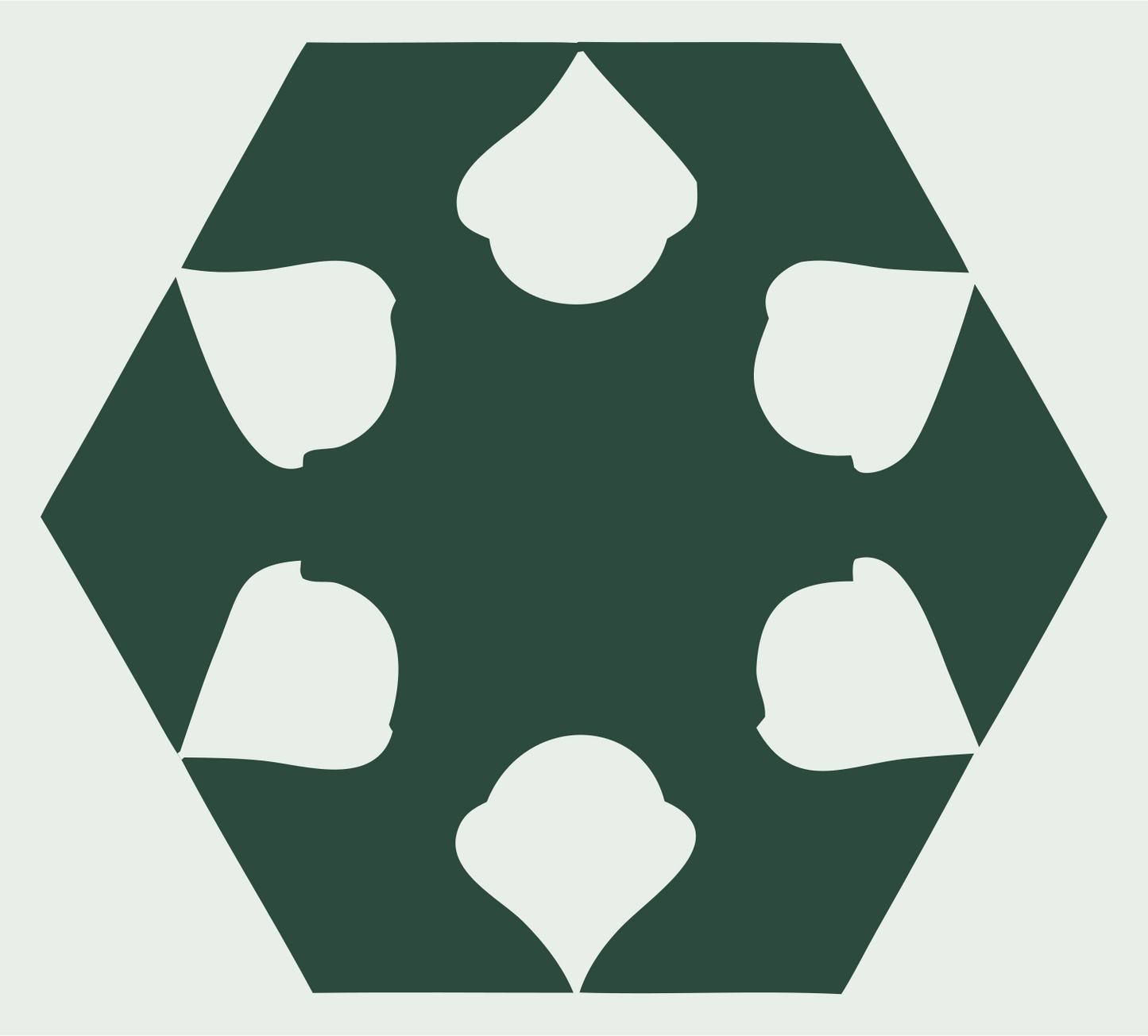 Negative Space Acorn Hexagon Badge #e8efe9/#2d4a3e