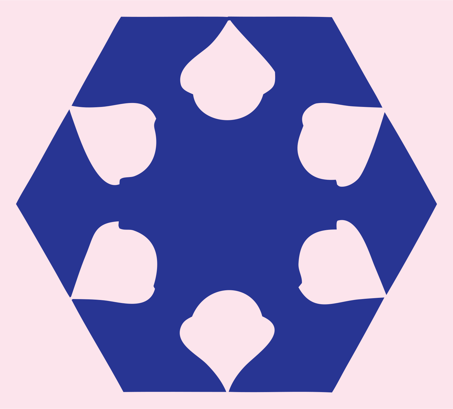 Negative Space Acorn Hexagon Badge #fce4ec/#283593