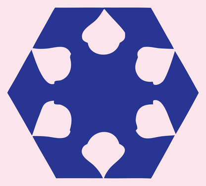 Negative Space Acorn Hexagon Badge #fce4ec/#283593