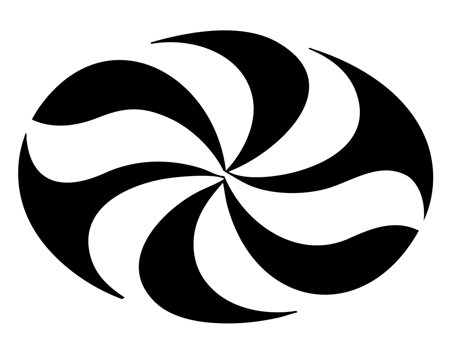 Negative Space Pinwheel Oval Badge #ffffff/#000000