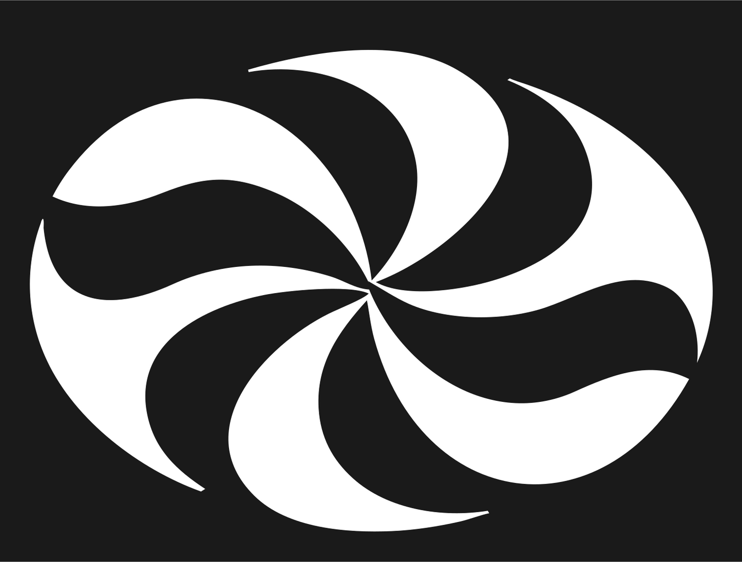Negative Space Pinwheel Oval Badge #1a1a1a/#ffffff