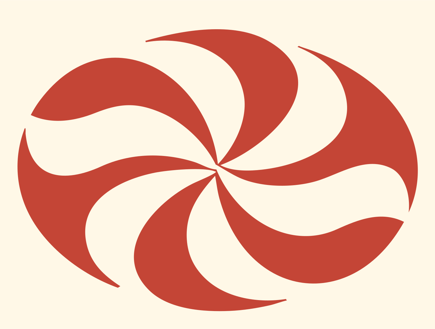 Negative Space Pinwheel Oval Badge #fff8e7/#c44536