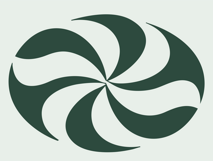 Negative Space Pinwheel Oval Badge #e8efe9/#2d4a3e