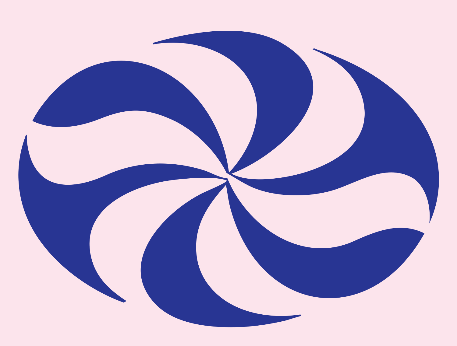 Negative Space Pinwheel Oval Badge #fce4ec/#283593