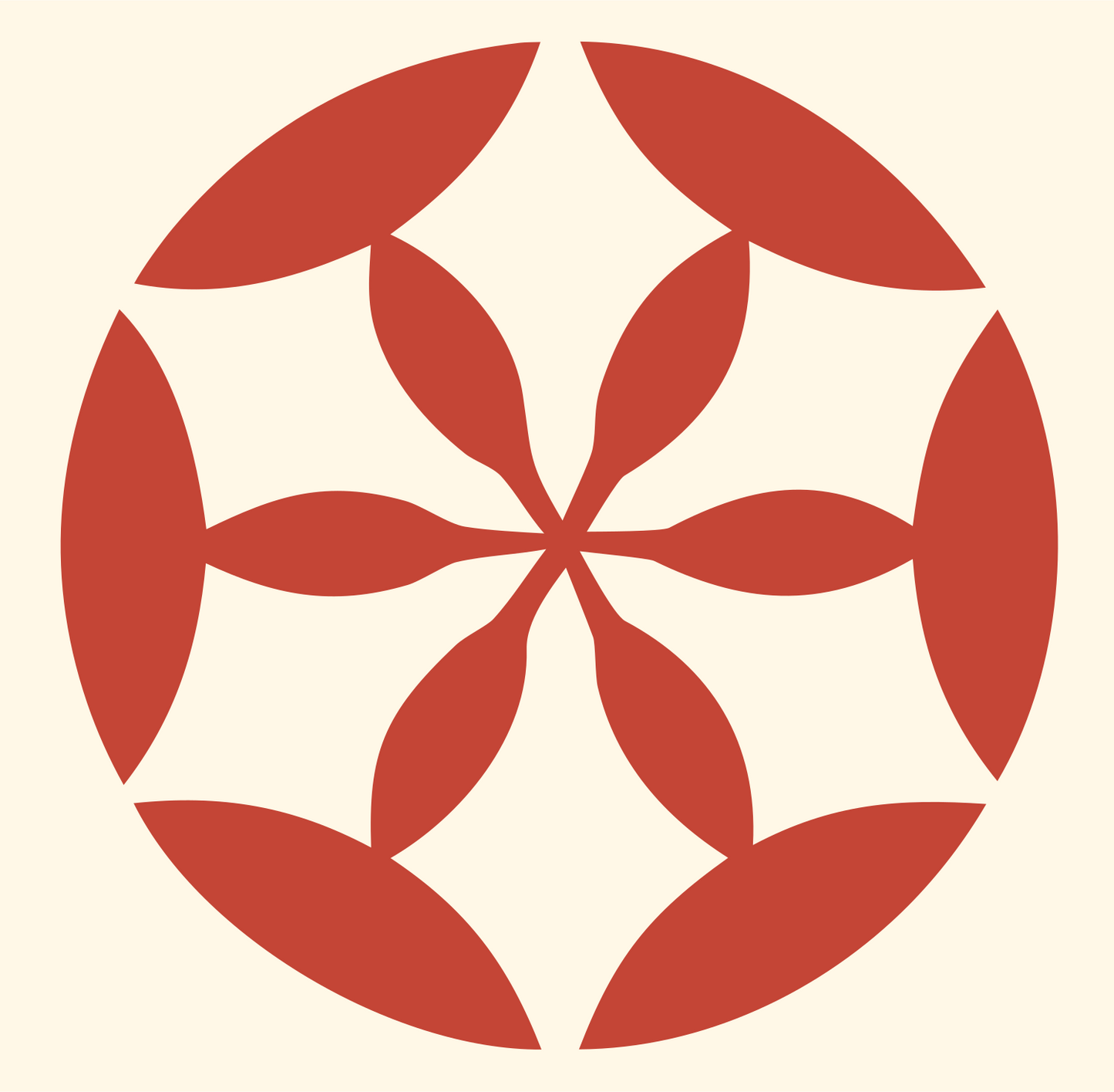 Negative Space Rosette Circle Mark #fff8e7/#c44536