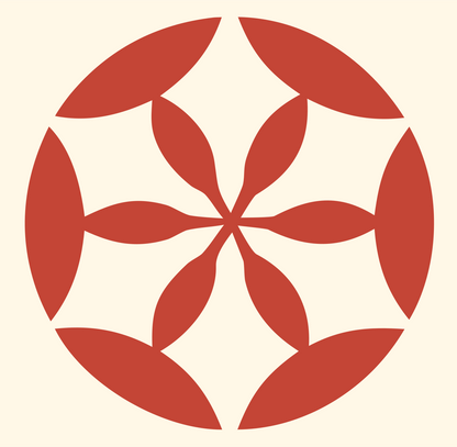 Negative Space Rosette Circle Mark #fff8e7/#c44536