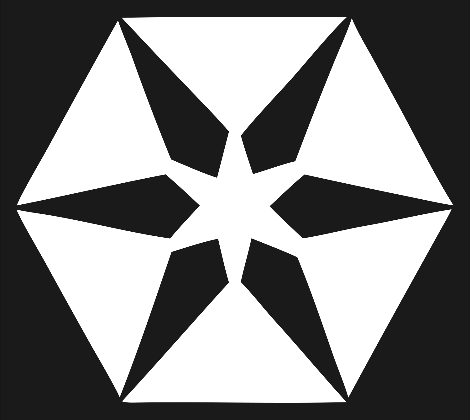 Negative Space Hexagon Star Mark #1a1a1a/#ffffff