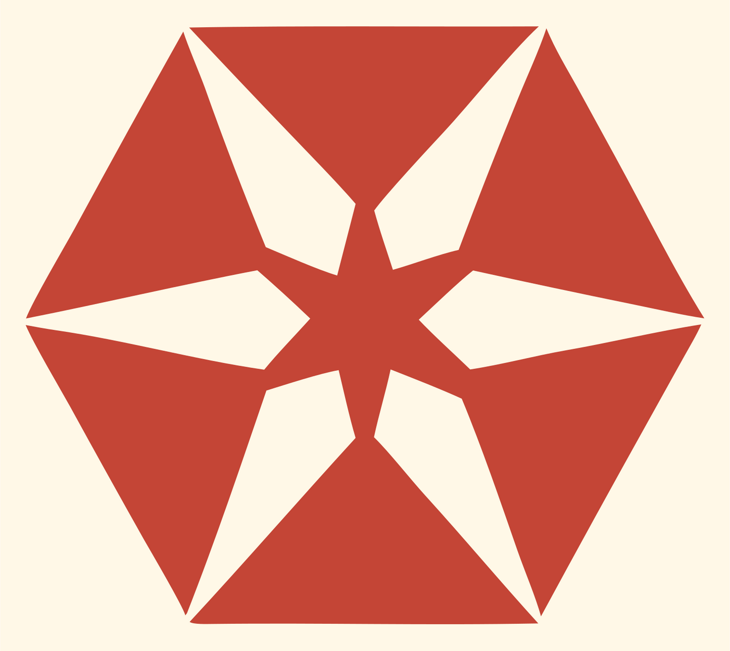 Negative Space Hexagon Star Mark #fff8e7/#c44536