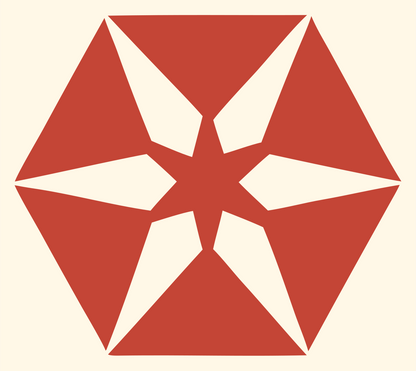 Negative Space Hexagon Star Mark #fff8e7/#c44536