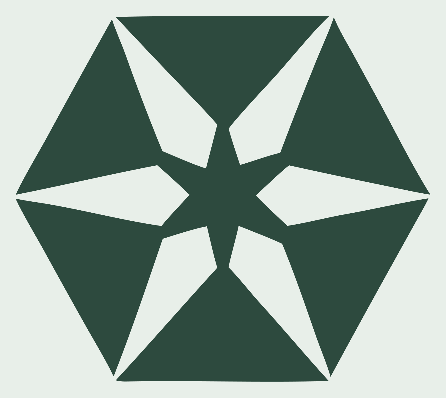Negative Space Hexagon Star Mark #e8efe9/#2d4a3e