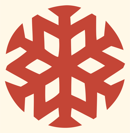 Negative Space Snowflake Circle Badge #fff8e7/#c44536