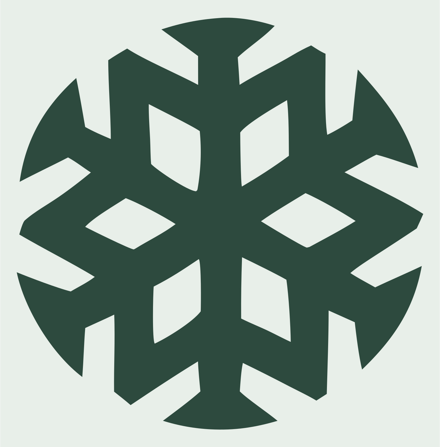 Negative Space Snowflake Circle Badge #e8efe9/#2d4a3e