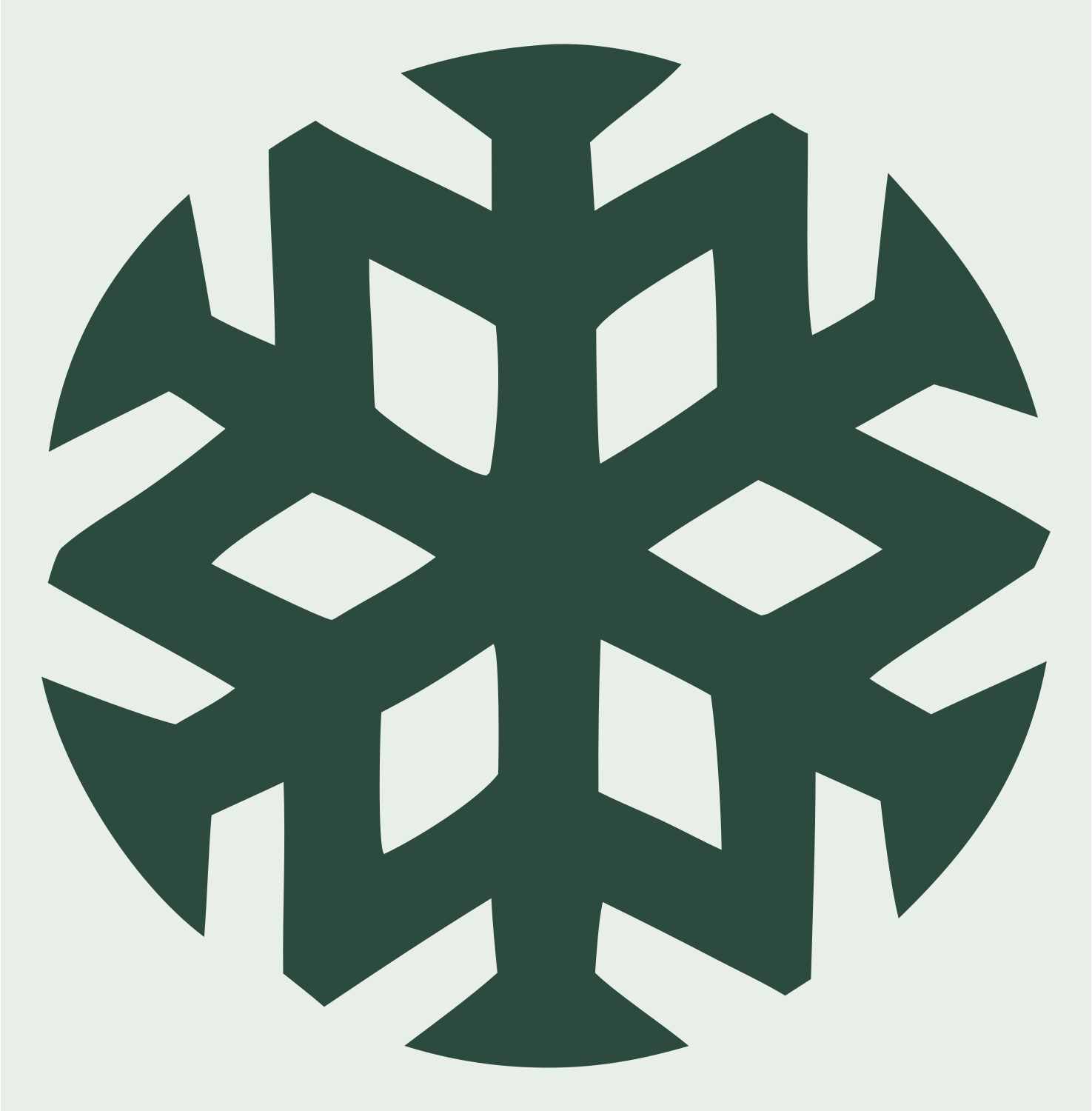 Negative Space Snowflake Circle Badge #e8efe9/#2d4a3e
