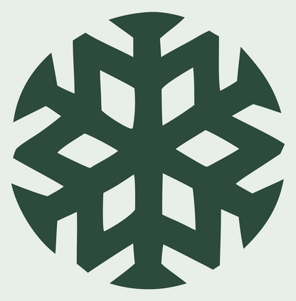 Negative Space Snowflake Circle Badge #e8efe9/#2d4a3e