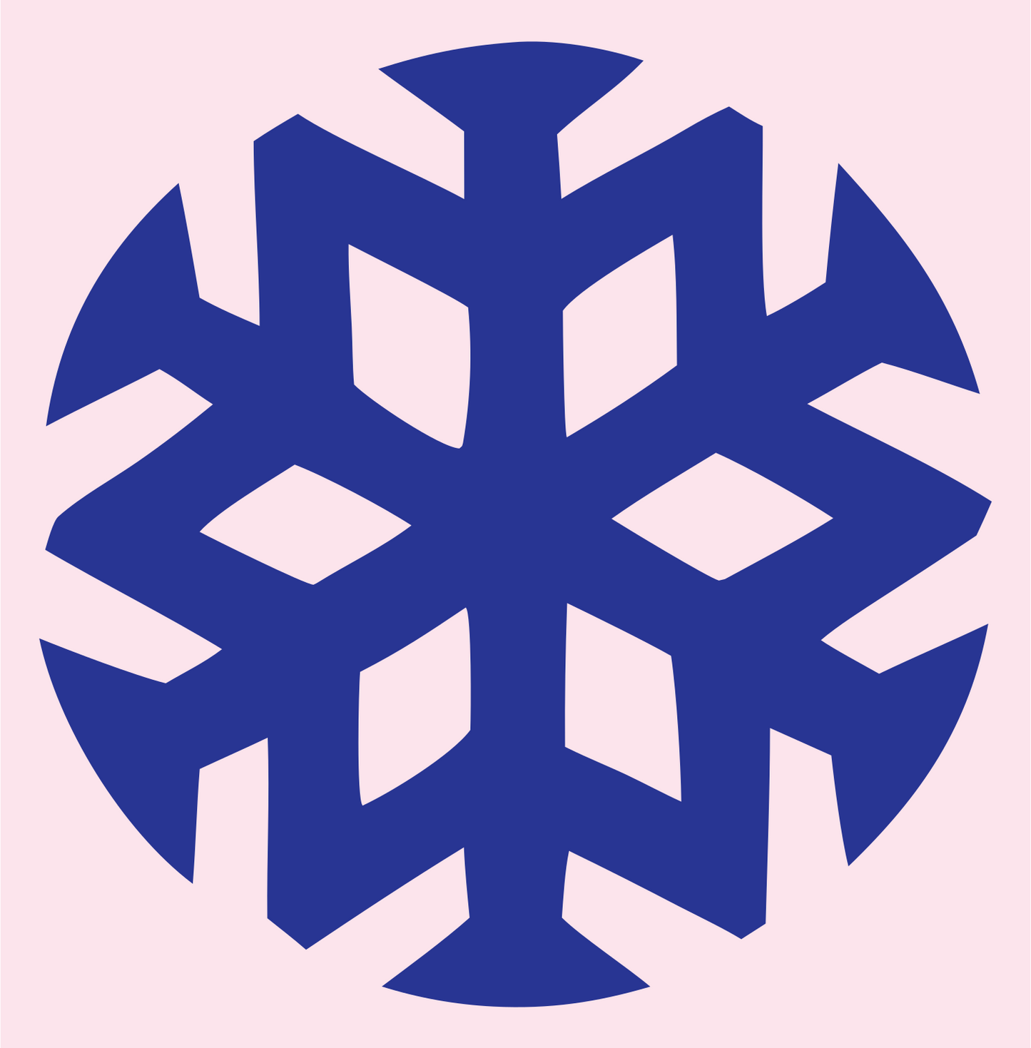 Negative Space Snowflake Circle Badge #fce4ec/#283593