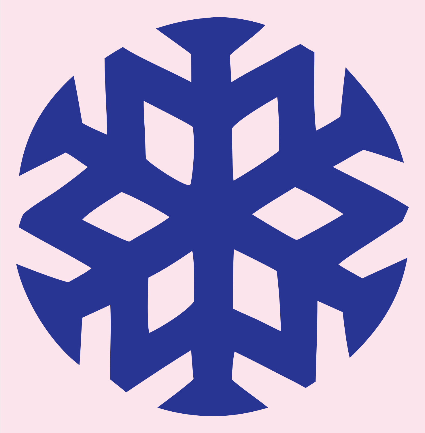 Negative Space Snowflake Circle Badge #fce4ec/#283593