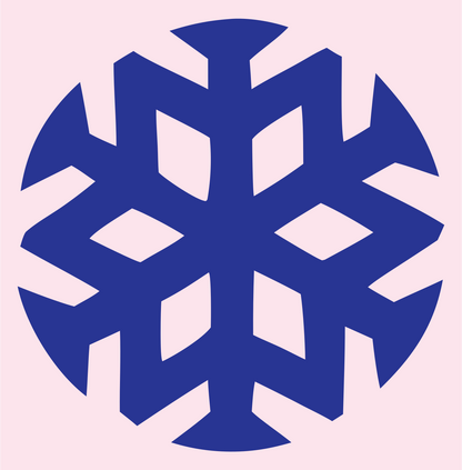 Negative Space Snowflake Circle Badge #fce4ec/#283593