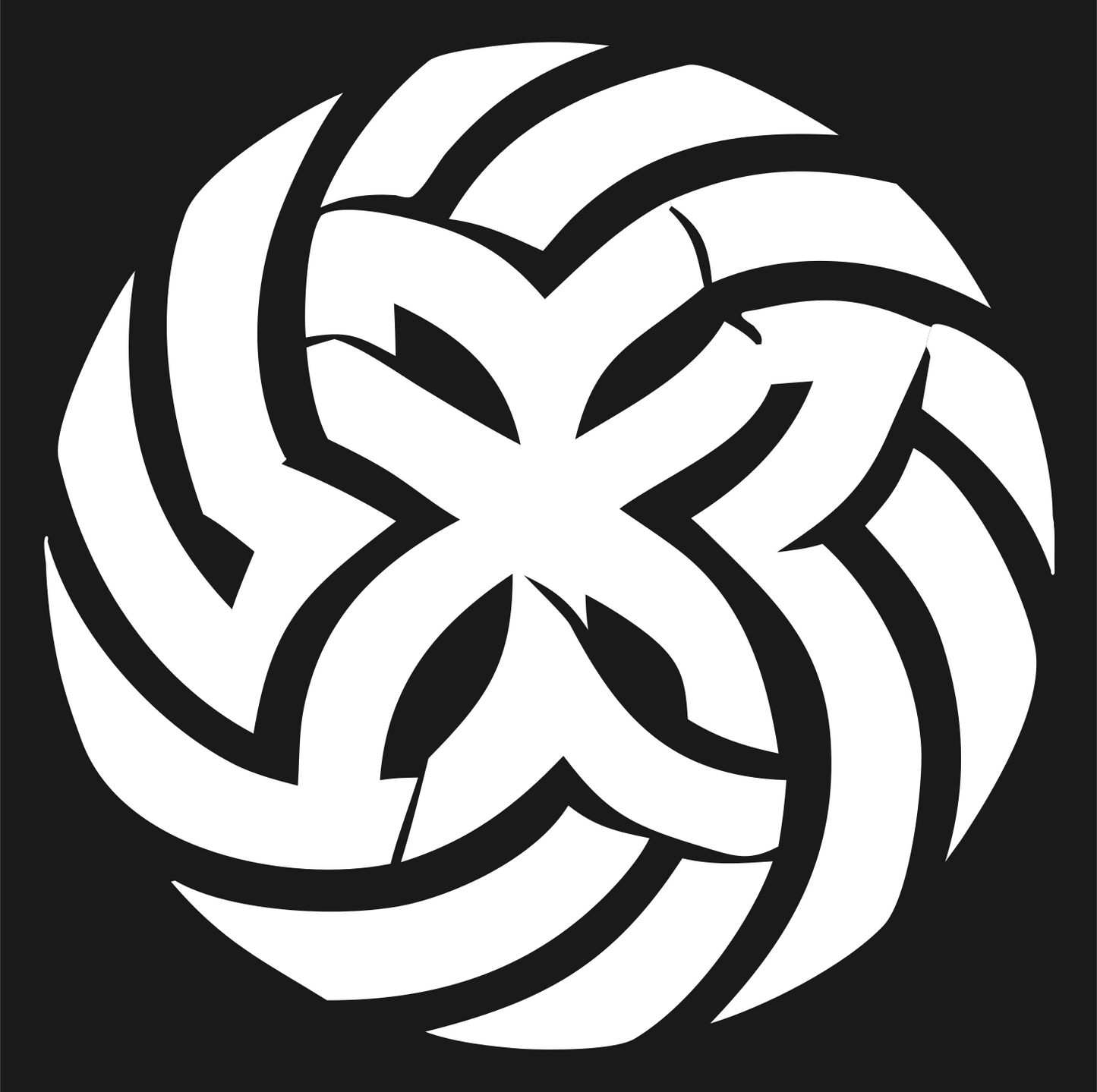 Tribal Pinwheel Snowflake Mark #1a1a1a/#ffffff