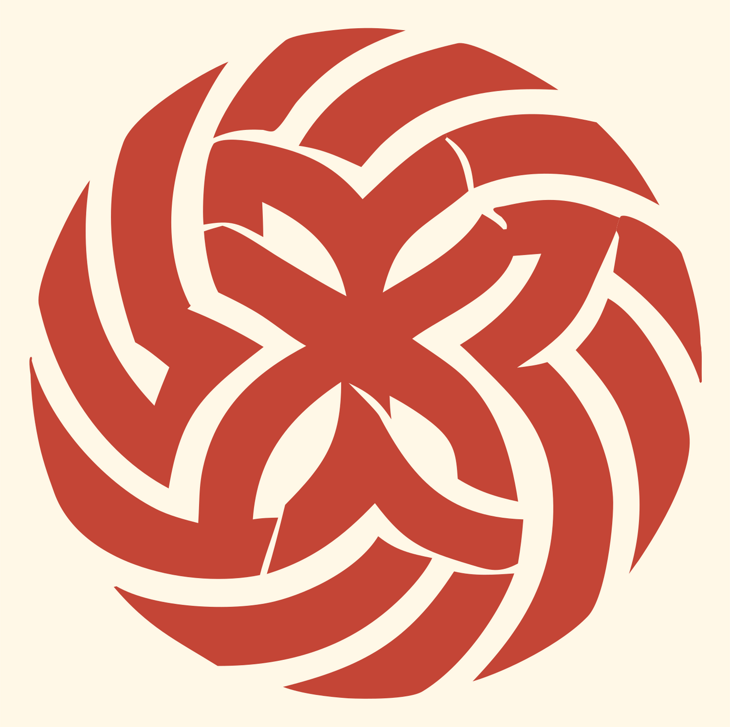 Tribal Pinwheel Snowflake Mark #fff8e7/#c44536