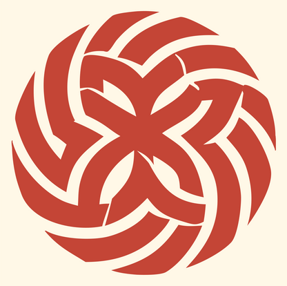 Tribal Pinwheel Snowflake Mark #fff8e7/#c44536
