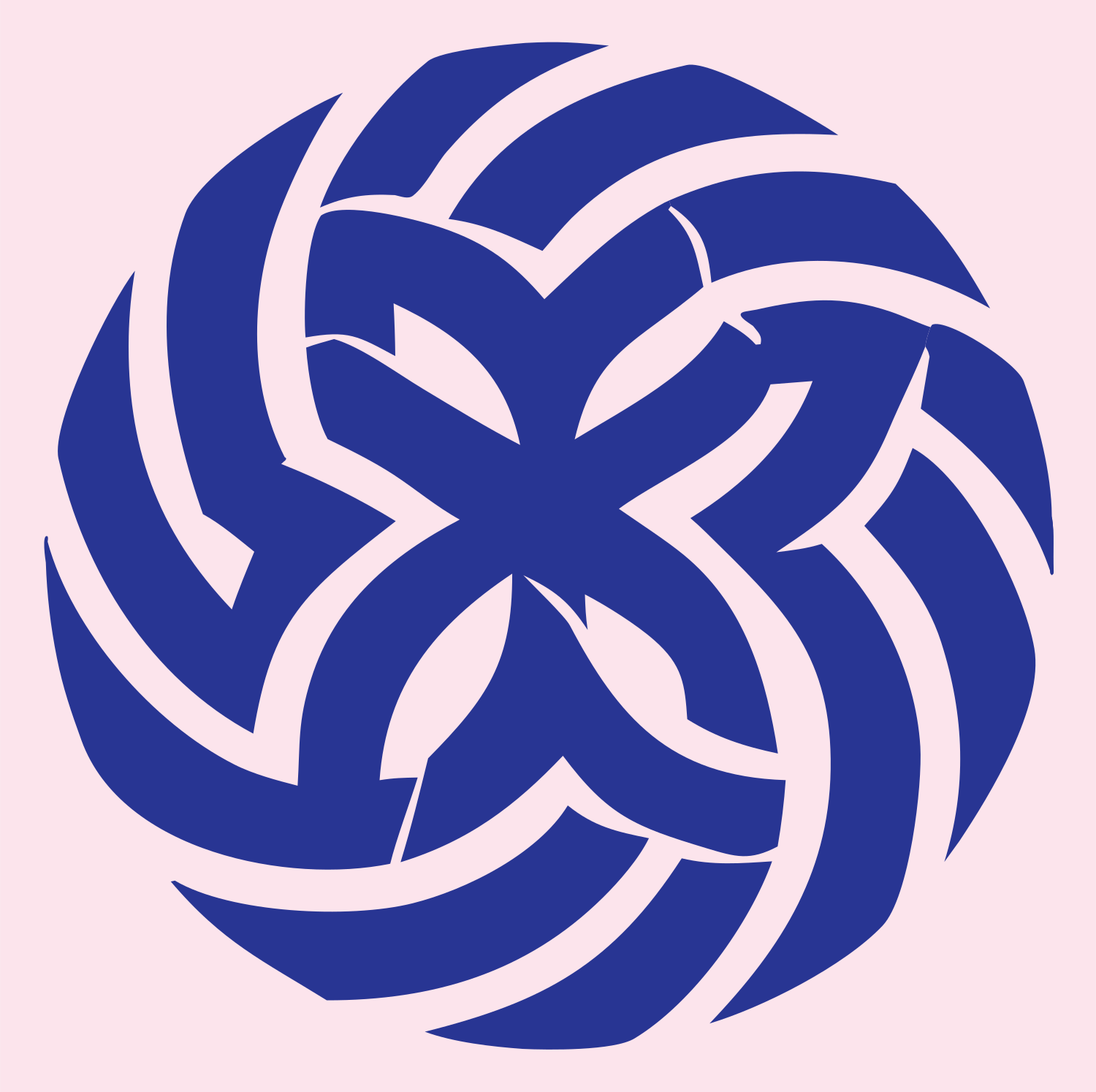 Tribal Pinwheel Snowflake Mark #fce4ec/#283593