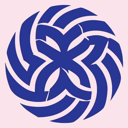 Tribal Pinwheel Snowflake Mark #fce4ec/#283593
