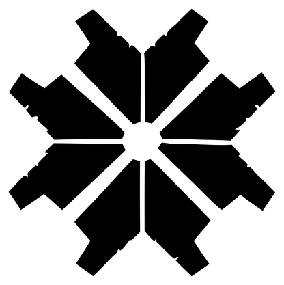 Bold Faceted Snowflake Badge #ffffff/#000000