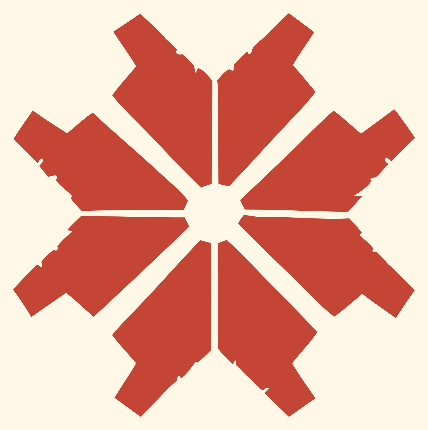Bold Faceted Snowflake Badge #fff8e7/#c44536