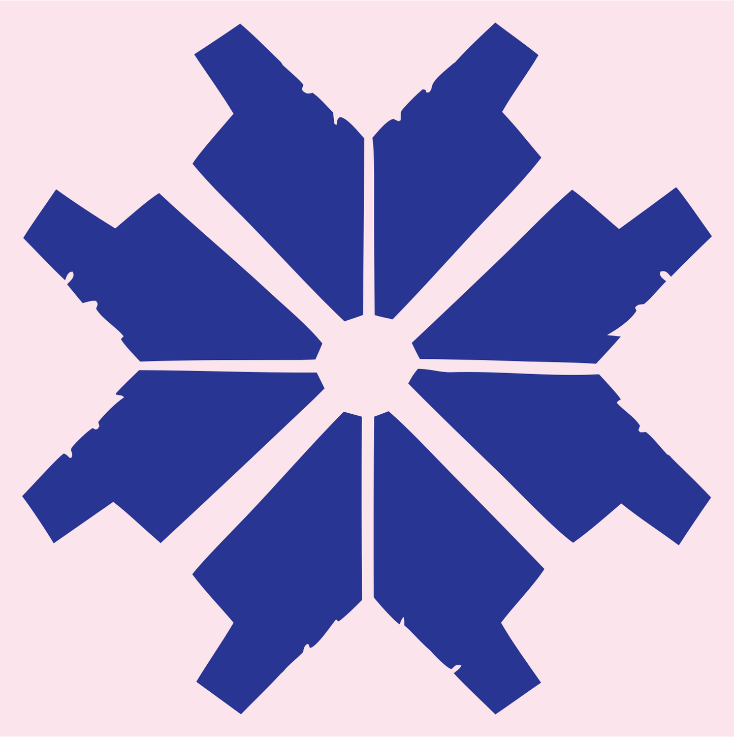 Bold Faceted Snowflake Badge #fce4ec/#283593