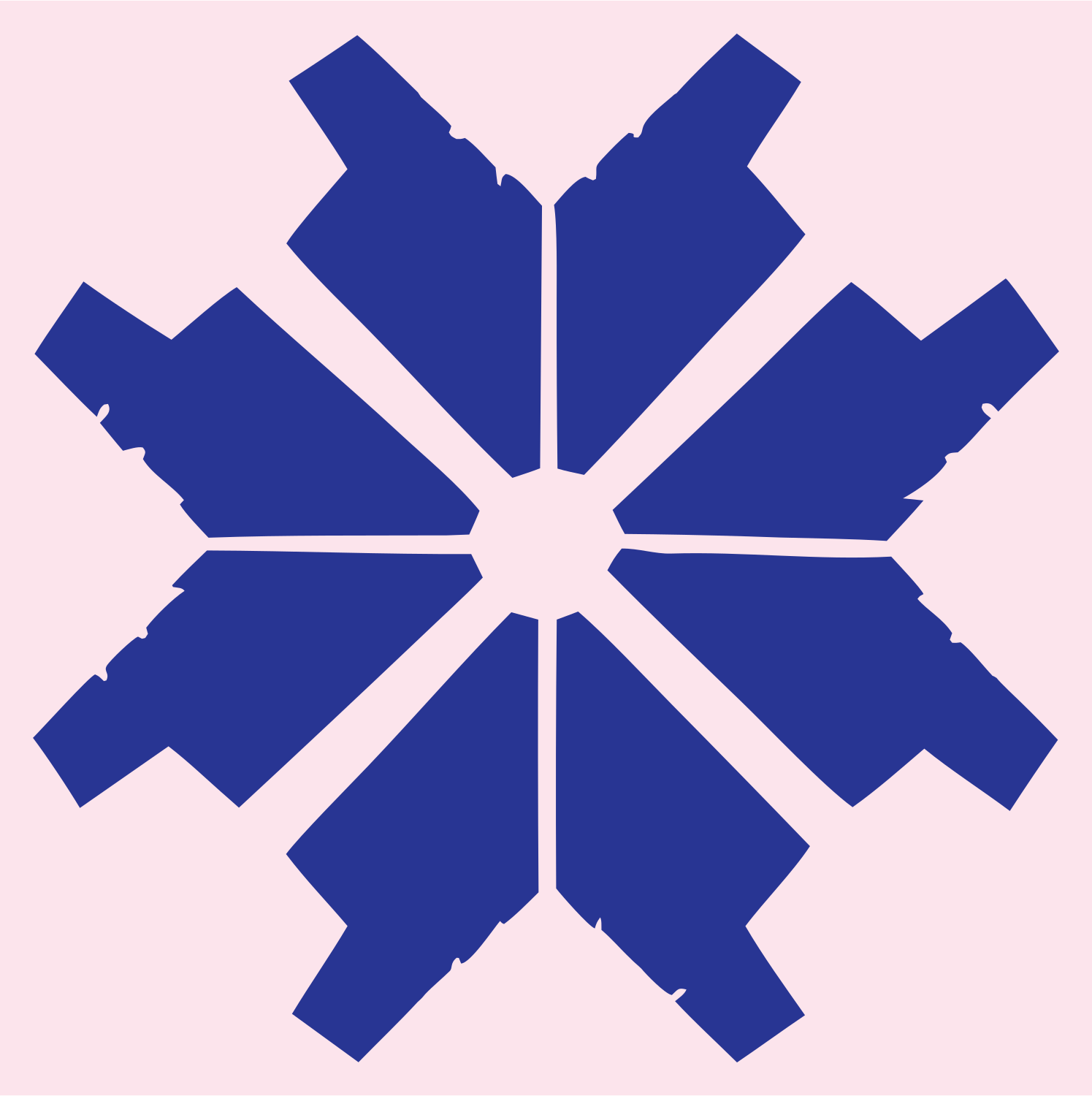 Bold Faceted Snowflake Badge #fce4ec/#283593