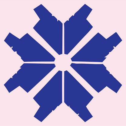 Bold Faceted Snowflake Badge #fce4ec/#283593