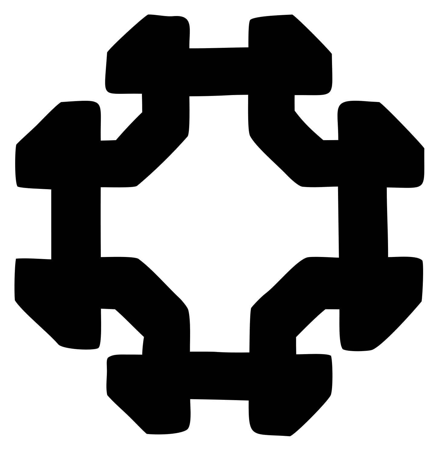 Chunky Dumbbell Ring Badge #ffffff/#000000