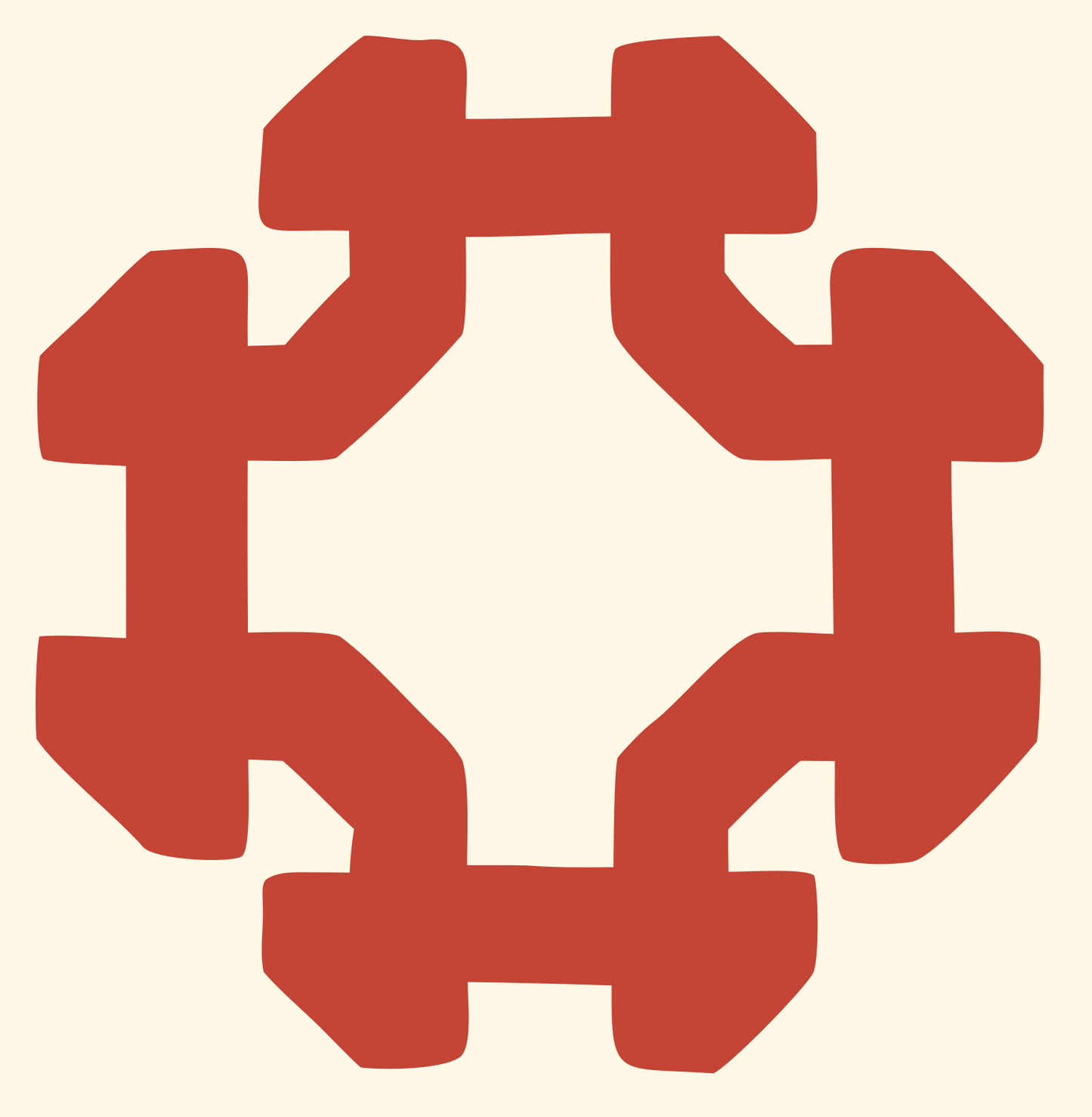 Chunky Dumbbell Ring Badge #fff8e7/#c44536