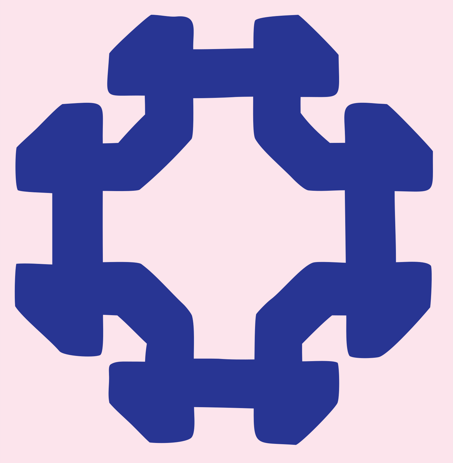 Chunky Dumbbell Ring Badge #fce4ec/#283593
