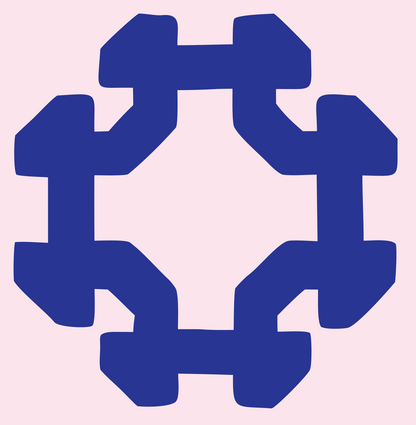 Chunky Dumbbell Ring Badge #fce4ec/#283593