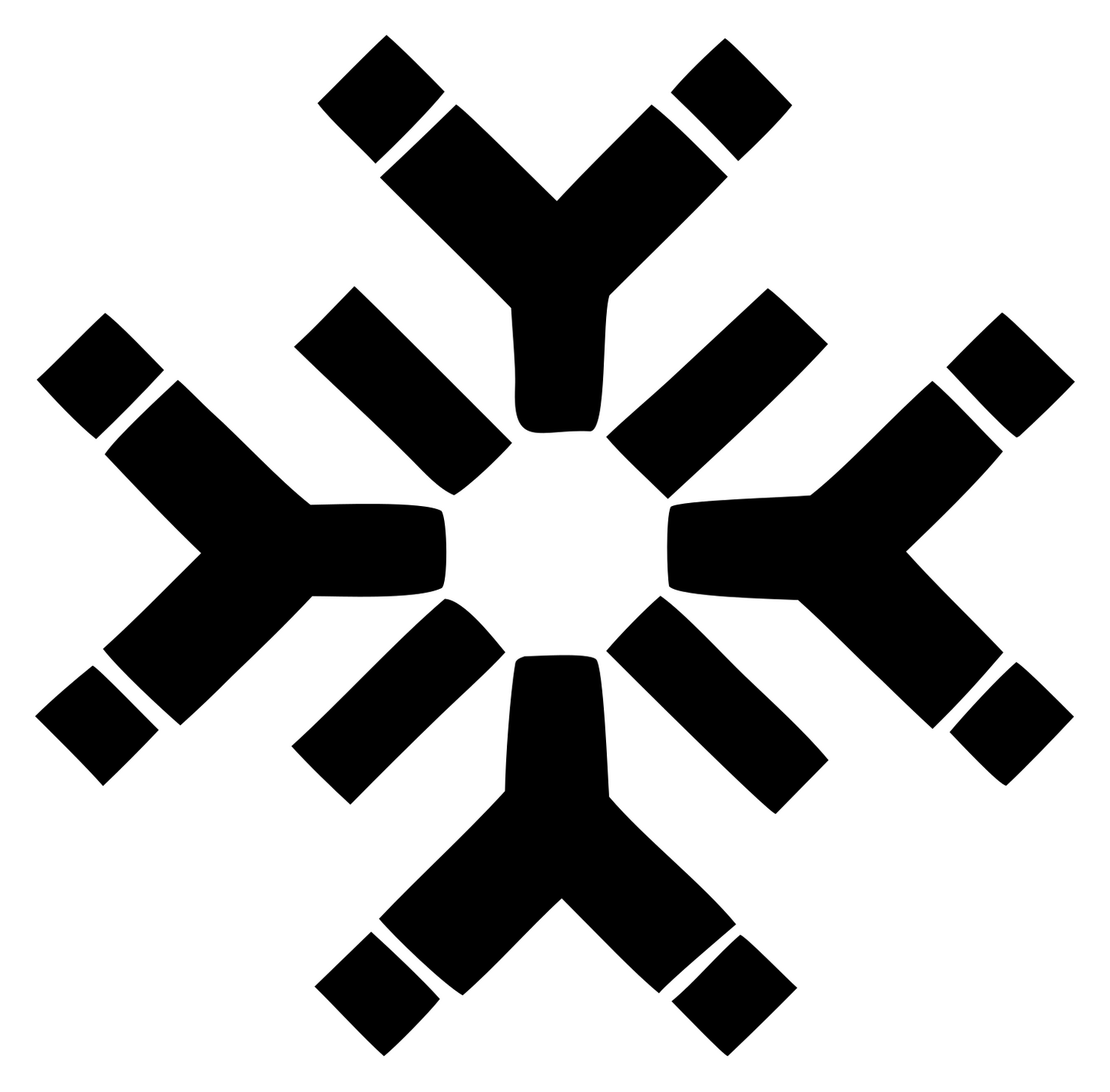 Blocky Snowflake Branch Icon #ffffff/#000000