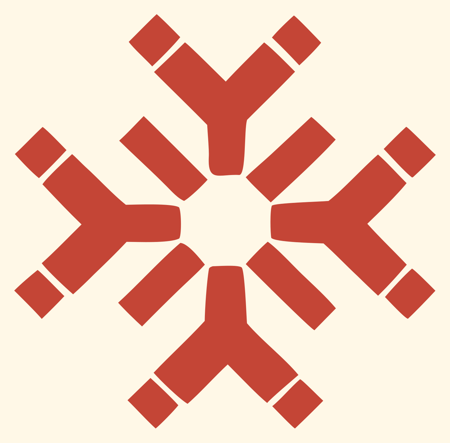 Blocky Snowflake Branch Icon #fff8e7/#c44536