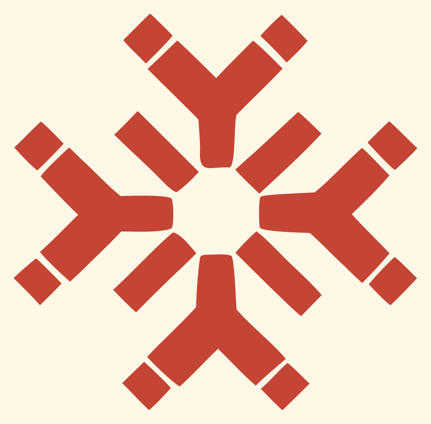 Blocky Snowflake Branch Icon #fff8e7/#c44536