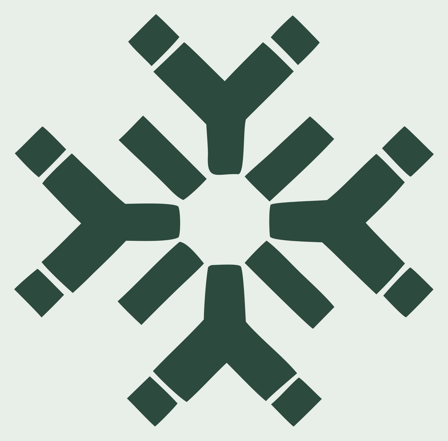 Blocky Snowflake Branch Icon #e8efe9/#2d4a3e