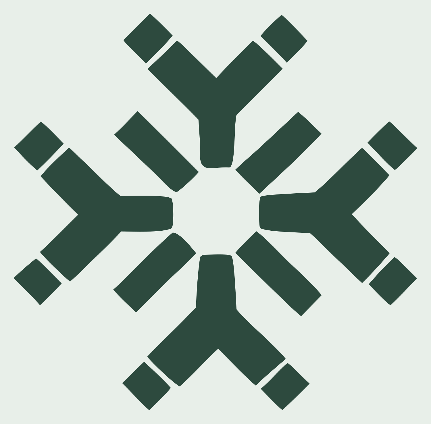Blocky Snowflake Branch Icon #e8efe9/#2d4a3e