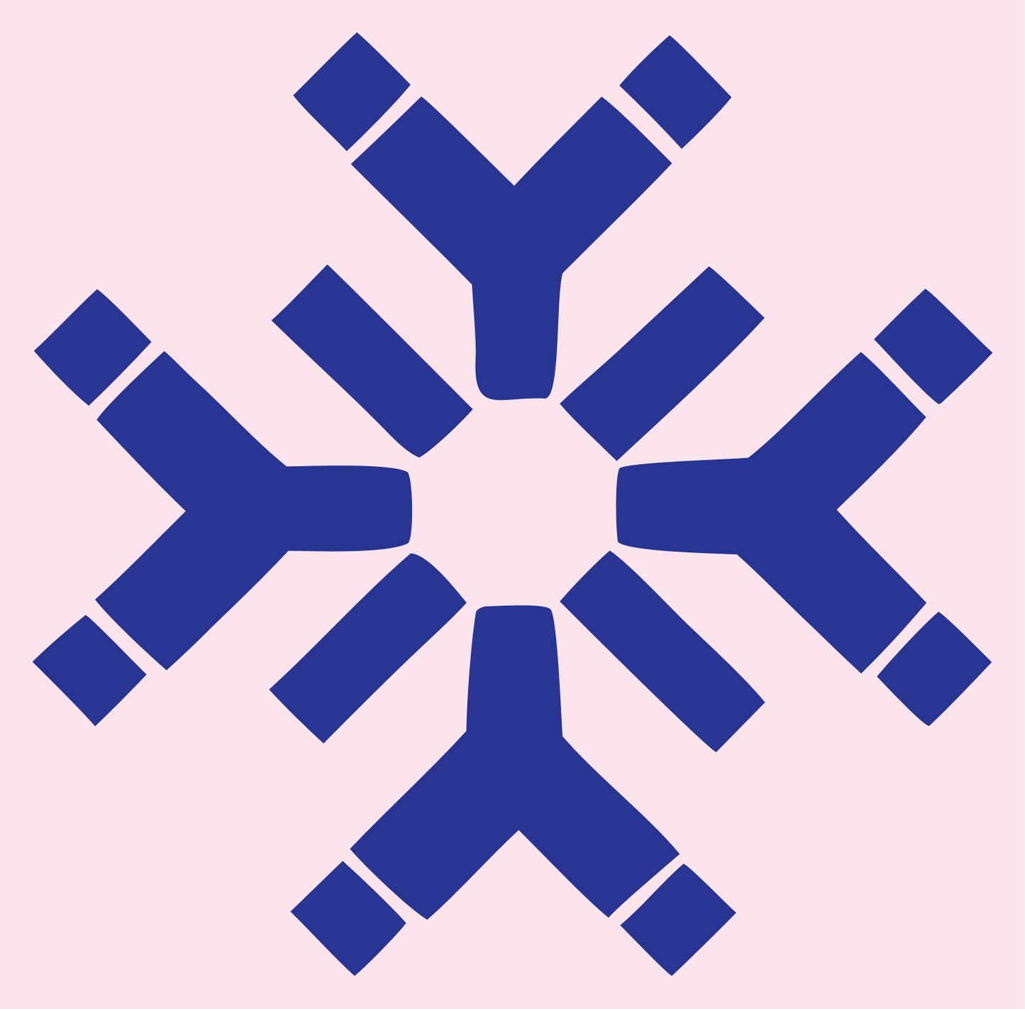 Blocky Snowflake Branch Icon #fce4ec/#283593