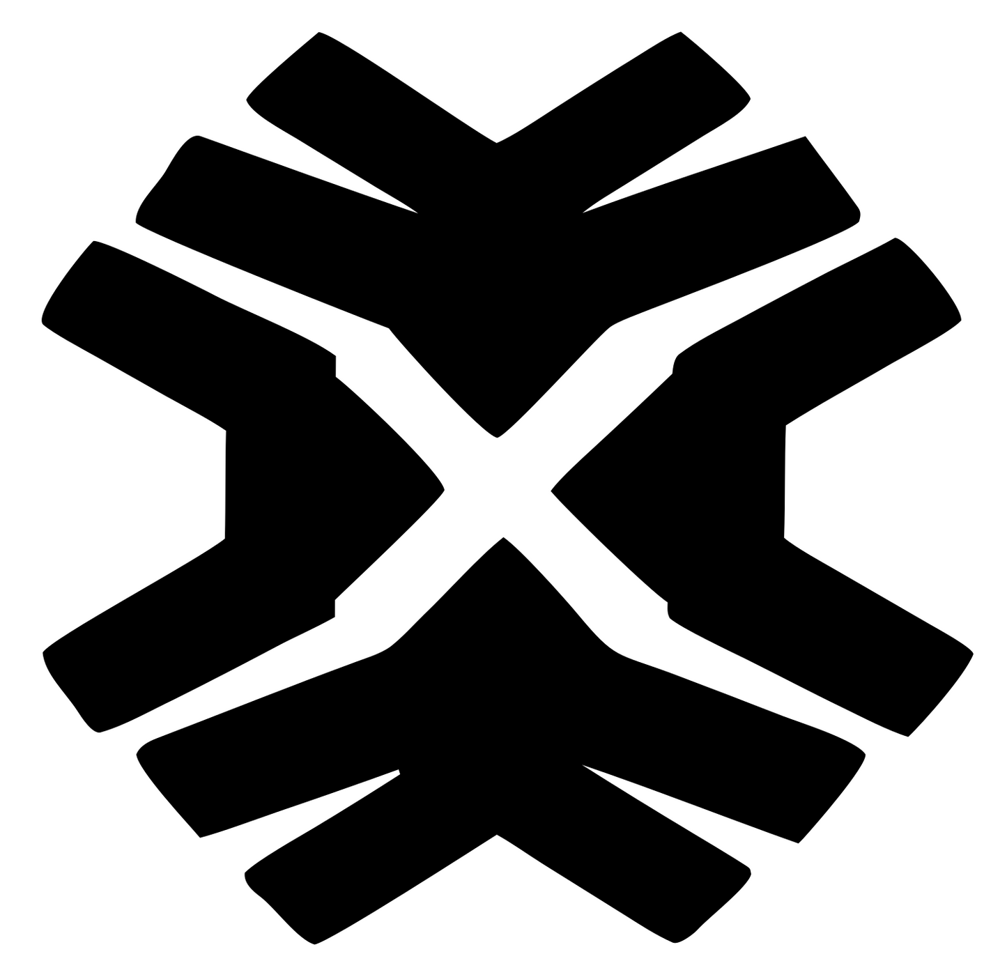 Chunky Snowflake Cross Badge #ffffff/#000000