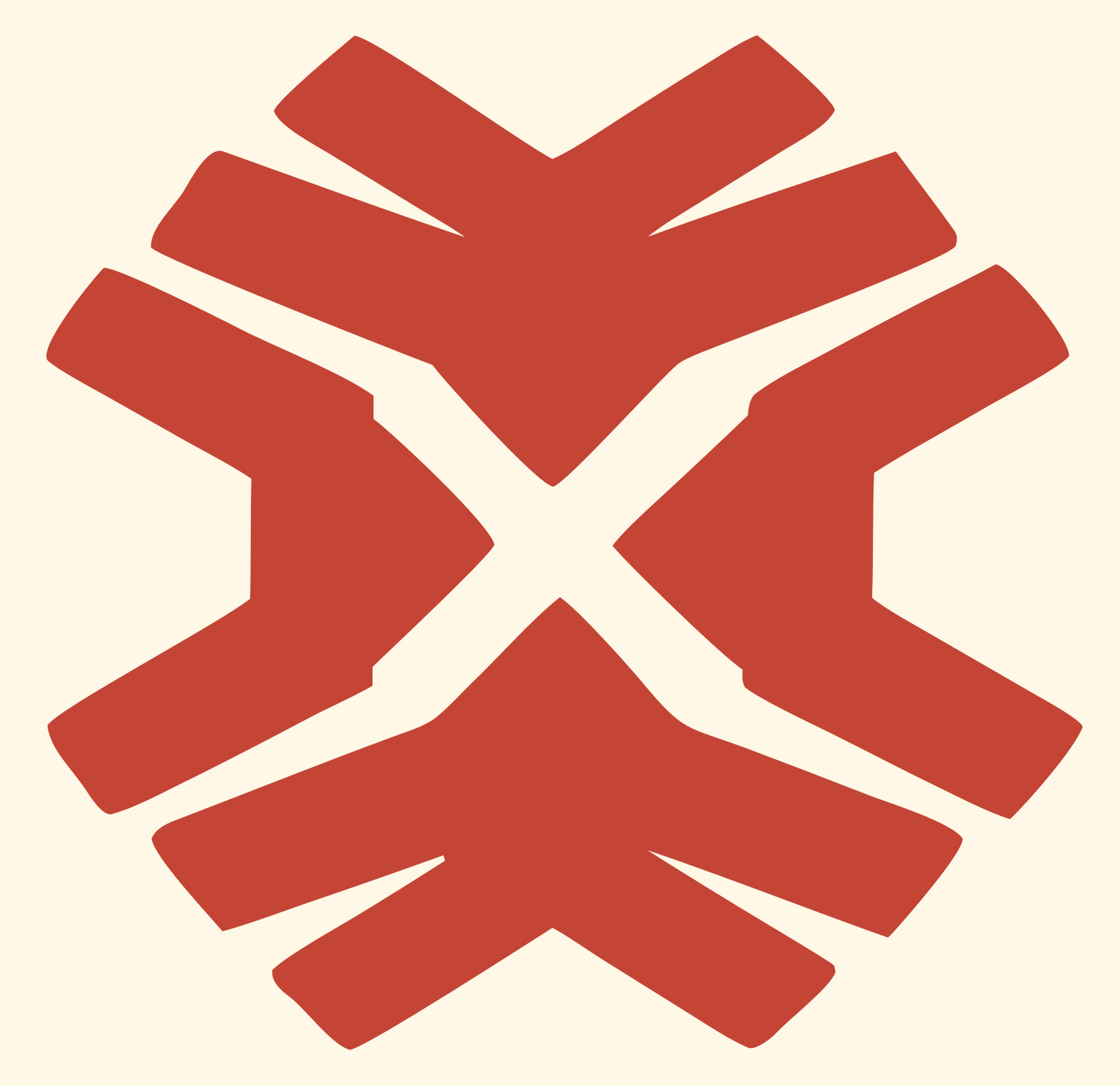 Chunky Snowflake Cross Badge #fff8e7/#c44536