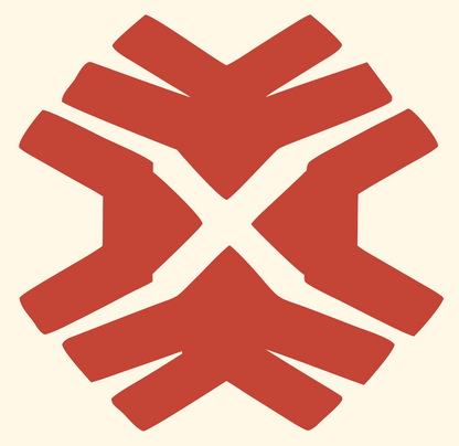 Chunky Snowflake Cross Badge #fff8e7/#c44536