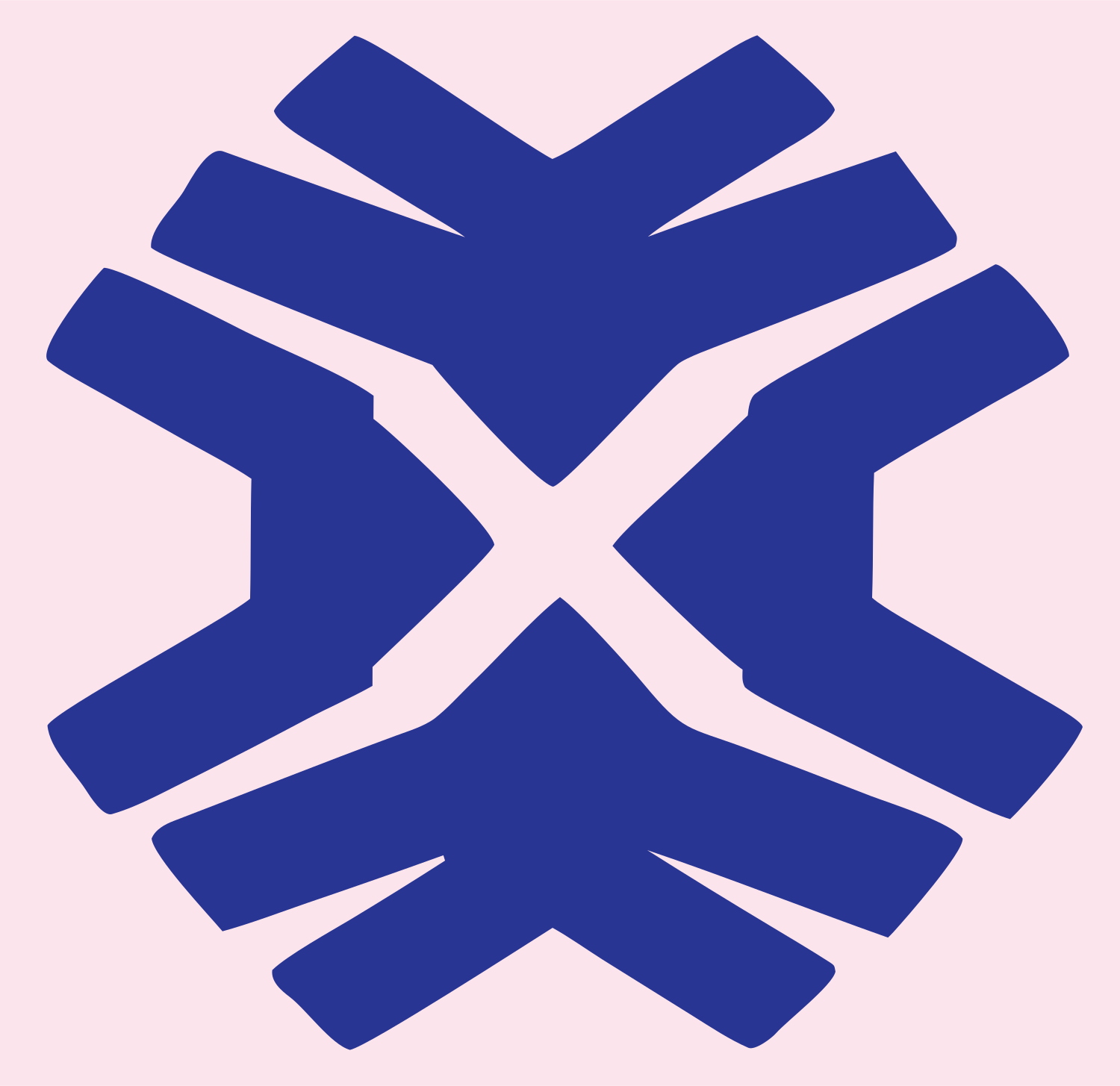Chunky Snowflake Cross Badge #fce4ec/#283593