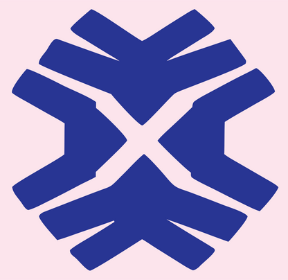 Chunky Snowflake Cross Badge #fce4ec/#283593