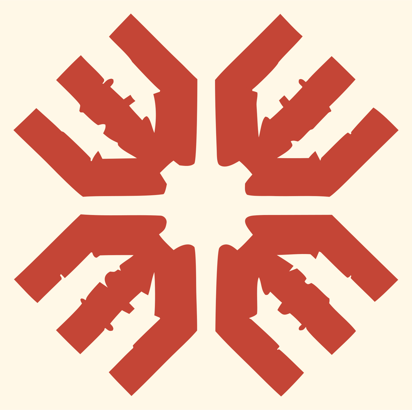 Heavy Arrow Snowflake Mark #fff8e7/#c44536
